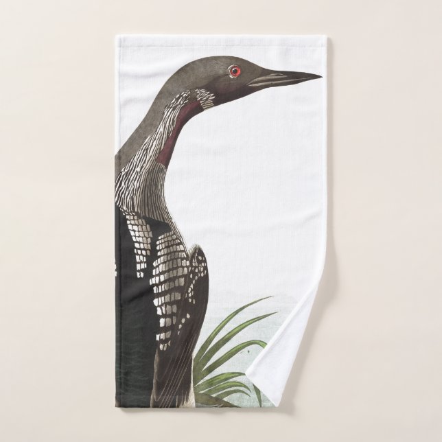 Audubon Diver/Loon Birds Wildlife Bath Towel Set (Hand Towel)