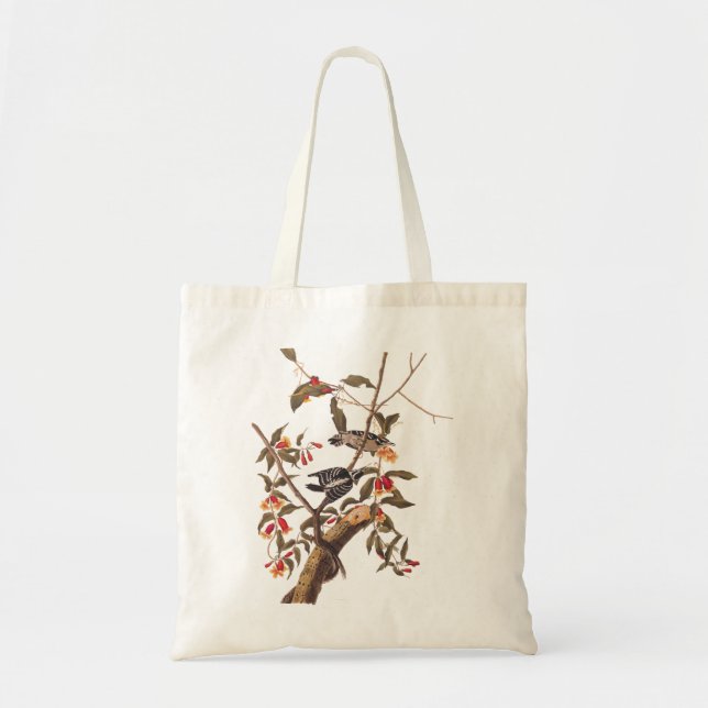 Audubon Downy Woodpecker Pair Vintage Art Tote Bag (Front)