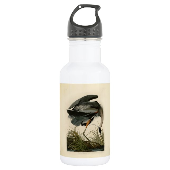 Audubon Great Blue Heron Marsh Bird 532 Ml Water Bottle (Front)