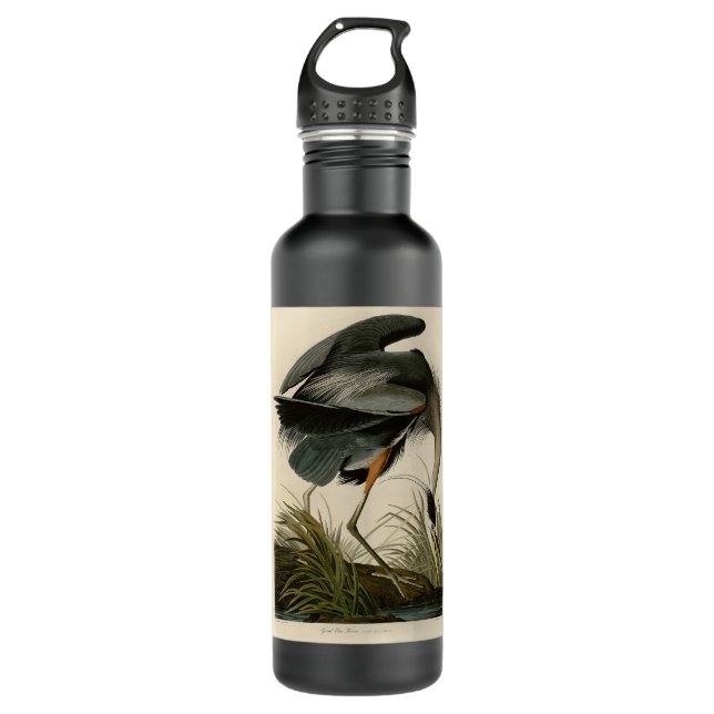 Audubon Great Blue Heron Marsh Bird 710 Ml Water Bottle (Front)