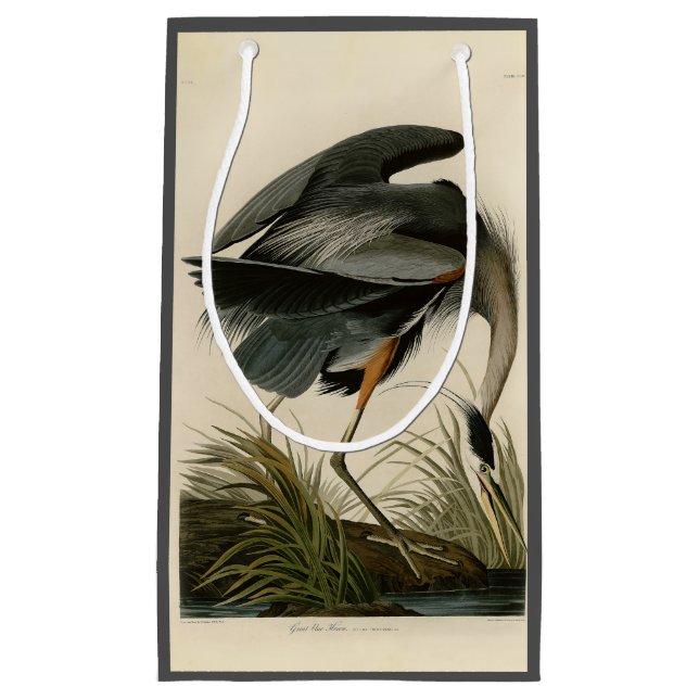 Audubon Great Blue Heron Marsh Bird Small Gift Bag (Front)