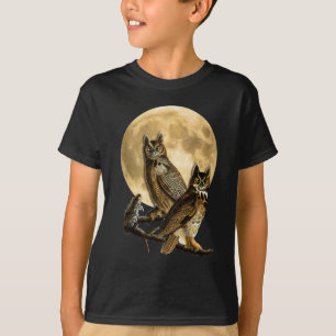 Audubon Great Horned Owl Moon Shirt Halloween
