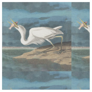 Audubon Great White Heron: Vintage Coastal Bird Fabric