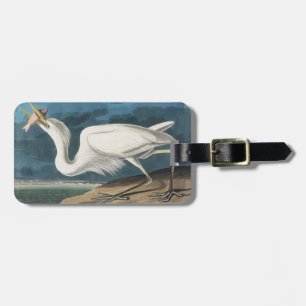Audubon Great White Heron: Vintage Coastal Bird Luggage Tag