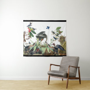 Audubon Heron Bird Wildlife Collage Wall Tapestry