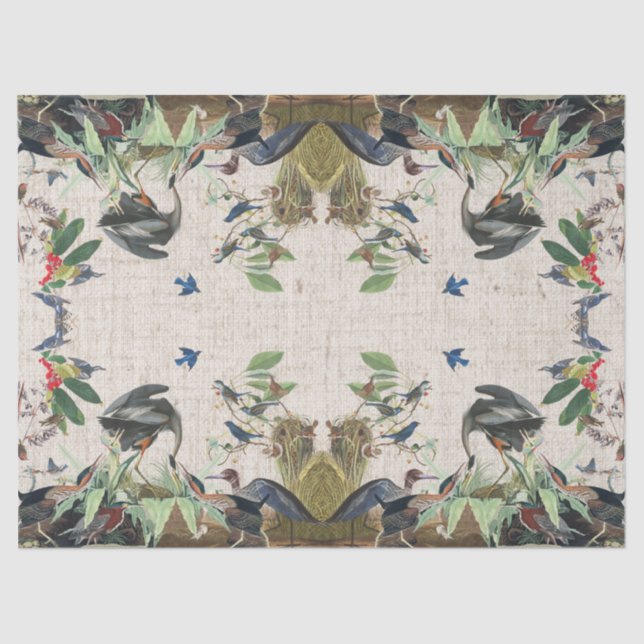 Audubon Heron Birds Collage Wildlife Tissue Paper (Front)