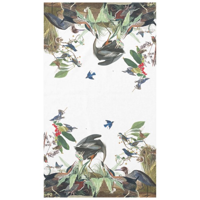 Audubon Heron Birds Songbirds Collage Tablecloth (Front)