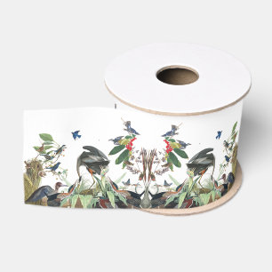 Audubon Heron Bluebirds Wrens Collage Ribbon Grosgrain Ribbon