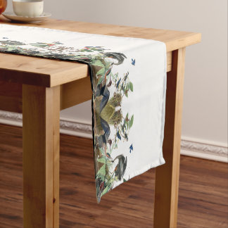 Audubon Heron Song Birds Flowers Table Runner