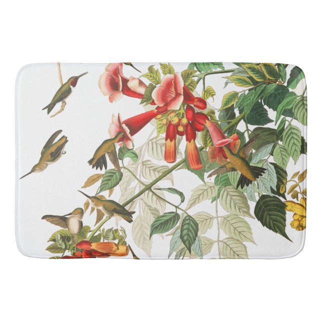 Audubon Hummingbird Birds Wildlife Floral Bath Mat (Front)
