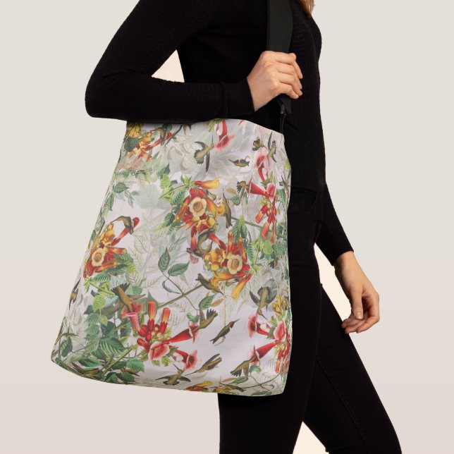 Audubon Hummingbird Birds Wildlife Floral Tote Bag (Close Up)