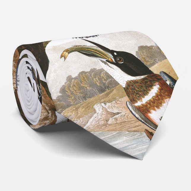 Audubon Kingfisher Birds Wildlife Animal Tie (Rolled)