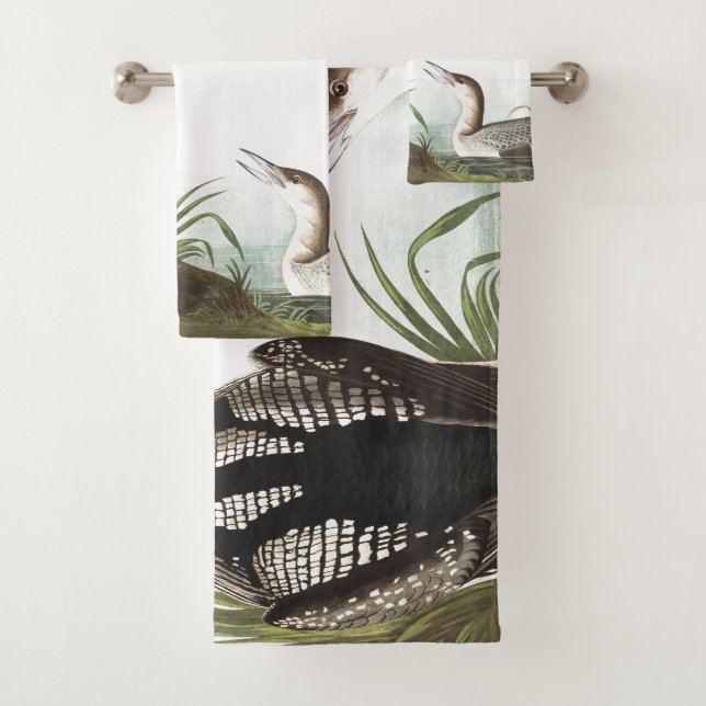 Audubon Loon Birds Wildlife Animal Bath Towels (Insitu)