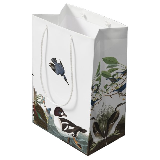 Audubon Loons Bluebirds Birds Collage Gift Bag (Back Angled)