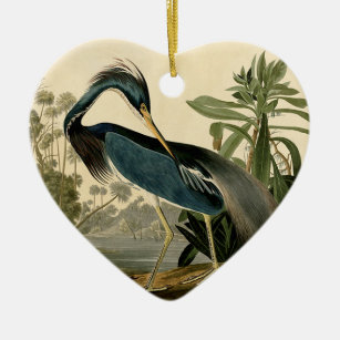 Audubon Louisiana Heron Birds America Art Ceramic Tree Decoration