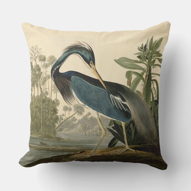 Audubon Louisiana Heron Birds America Art Cushion (Front)