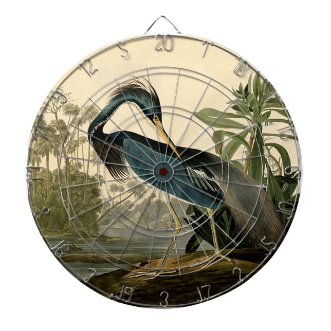 Audubon Louisiana Heron Birds America Art Dartboard (Front)