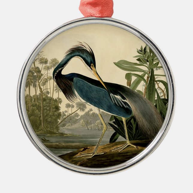 Audubon Louisiana Heron Birds America Art Metal Tree Decoration (Front)