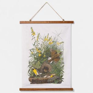Audubon Meadowlark Botanical Print Hanging Tapestry