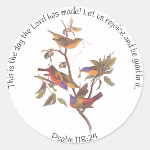 Audubon Painted Bunting Birds in a Cherokee Plum Classic Round Sticker