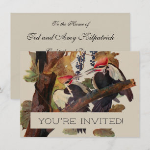 Audubon Pileated Woodpecker Bird Painting Invitation
