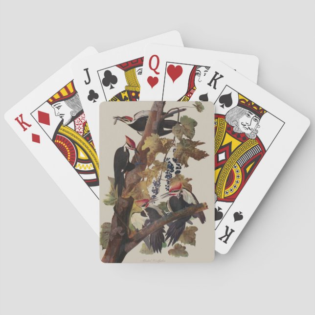 Audubon Pileated Woodpecker Bird Painting Playing Cards (Back)