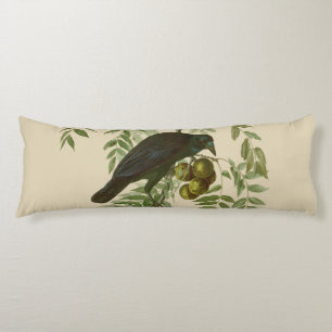 Audubon Purple Grackle Bird Print Vintage Botanic Body Cushion