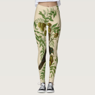 Audubon Purple Grackle Bird Print Vintage Botanic Leggings