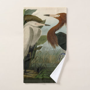 Audubon Purple Heron Reddish Egret Print: Bird Art Bath Towel Set