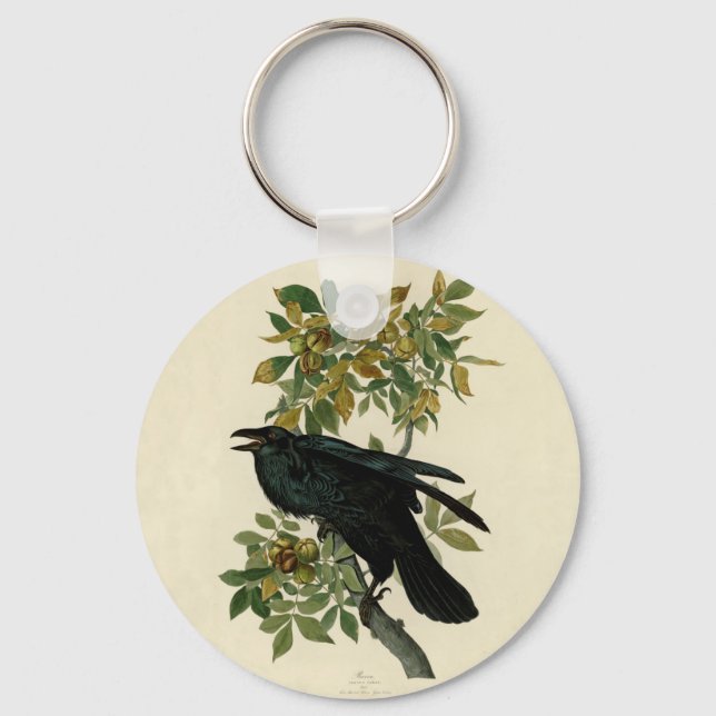 Audubon Raven Bird Classic Artwork Key Ring (Front)