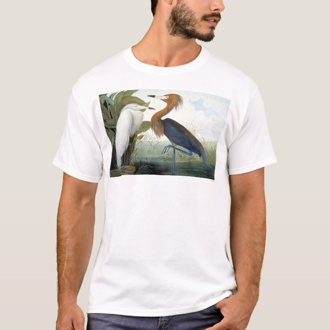 Audubon: Reddish Egret Or Purple Heron T-Shirt (Front)