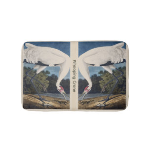 Audubon’s Whooping Crane Watercolor Illustration Bath Mat