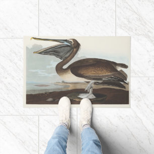 Audubon Seaside Brown Pelican Watercolor Painting Doormat