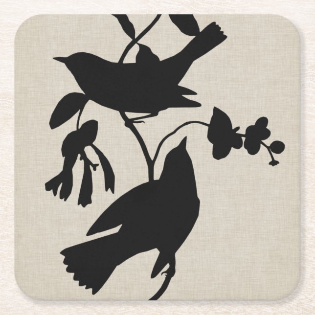 Audubon Silhouette IV Square Paper Coaster (Front)