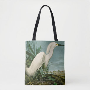 Audubon Snowy Heron White Egret Bird Birding Tote Bag