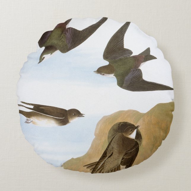 Audubon: Swallows Round Cushion (Front)