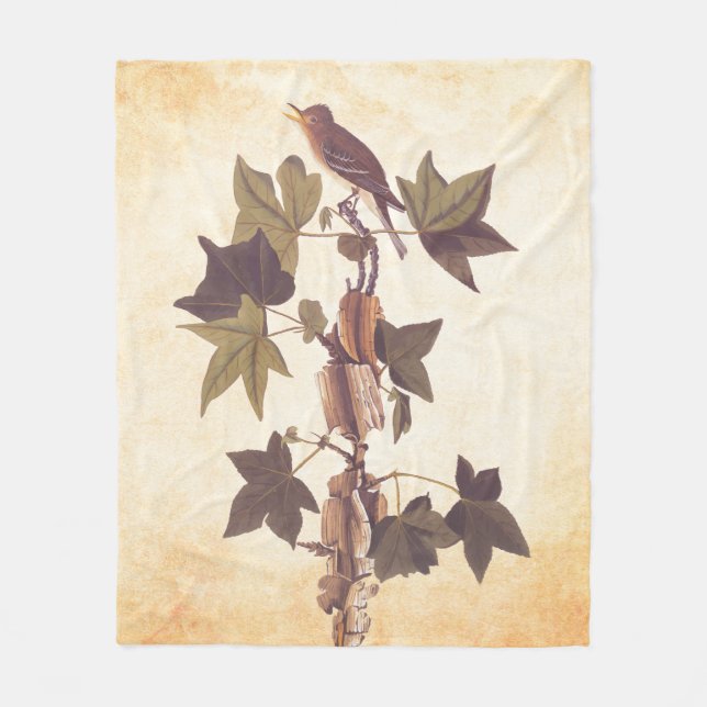 Audubon Traill's Flycatcher Songbird Fleece Blanket (Front)