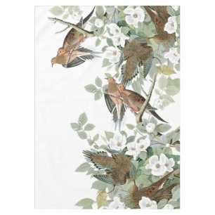 Audubon Turtle Dove Birds Flowers Tablecloth