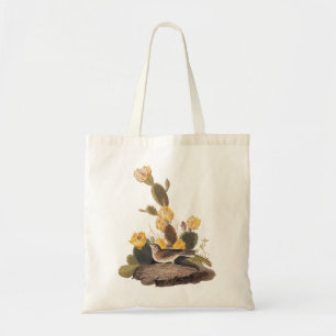 Audubon Vesper Sparrow and Prickly Pear Cactus Tote Bag