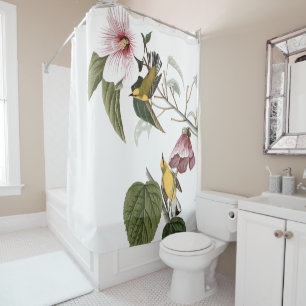 Audubon Warbler Birds Animal Floral Shower Curtain