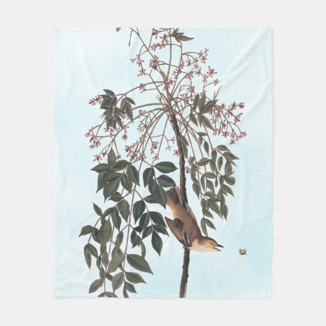 Audubon White Eyed Vireo Song Bird Art Fleece Blanket (Front)
