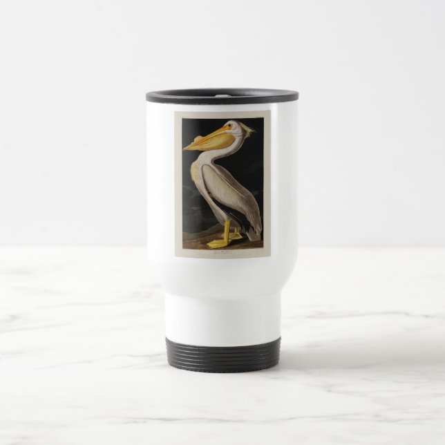 Audubon White Pelican Bird America Travel Mug (Center)