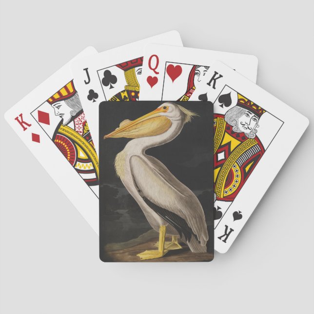 Audubon White Pelican Bird Vintage Print Playing Cards (Back)