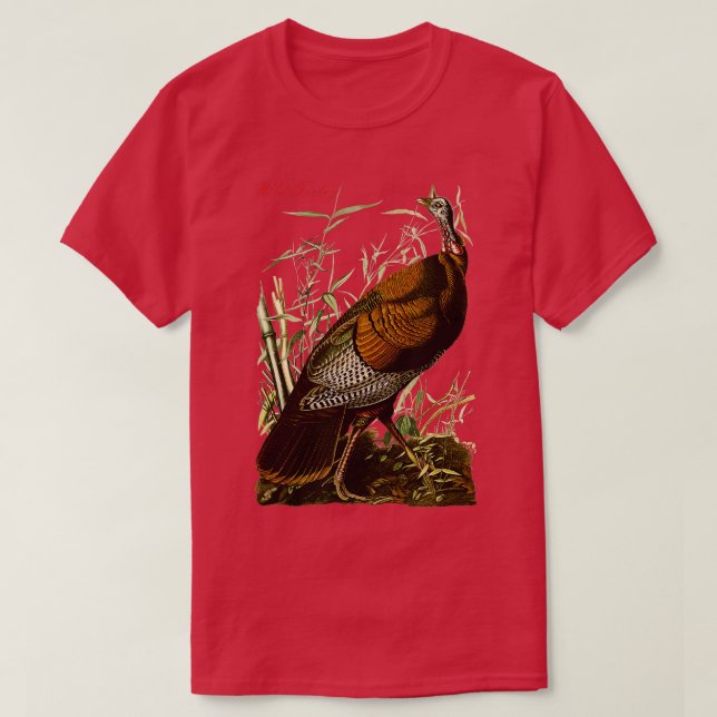 Audubon Wild Turkey North American Birds Education T-Shirt (Design Front)