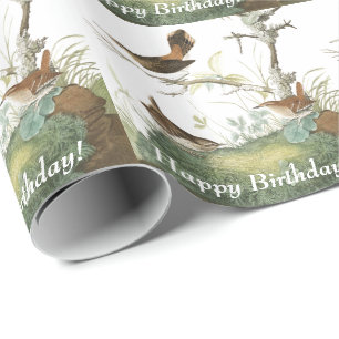 Audubon Wren Birds Animals Birthday Wrapping Paper
