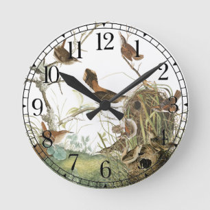 Audubon Wren Birds Animals Wildlife Wall Clock