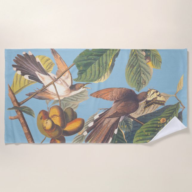 Audubon Yellow Billed Cuckoo Beach Towel (Front)
