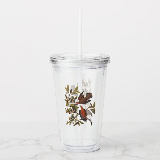 Audubon Zenaida Dove with Flowers Acrylic Tumbler (Front)