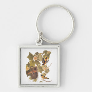 Audubon's Baltimore Oriole Birds in Poplar Tree Key Ring