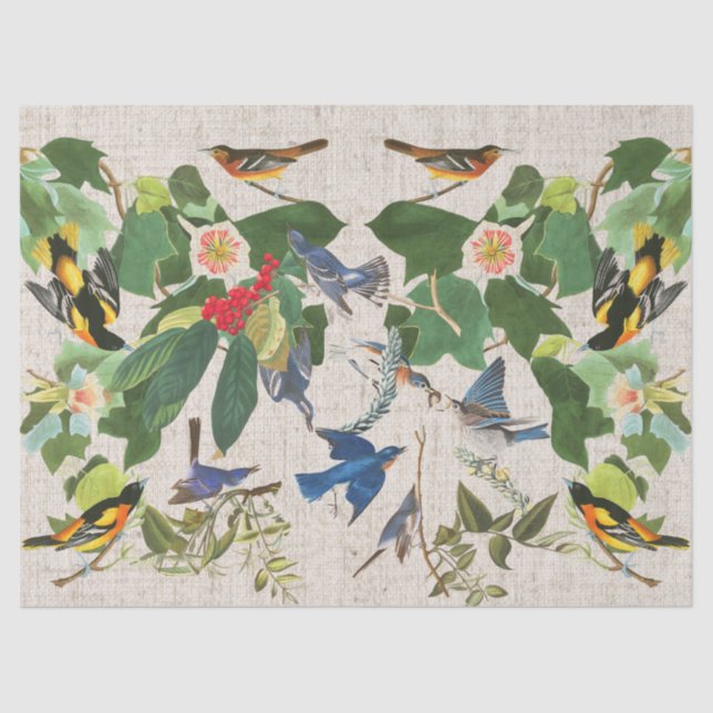 Audubons Birds Wildlife Animal Floral Tissue Paper (Front)